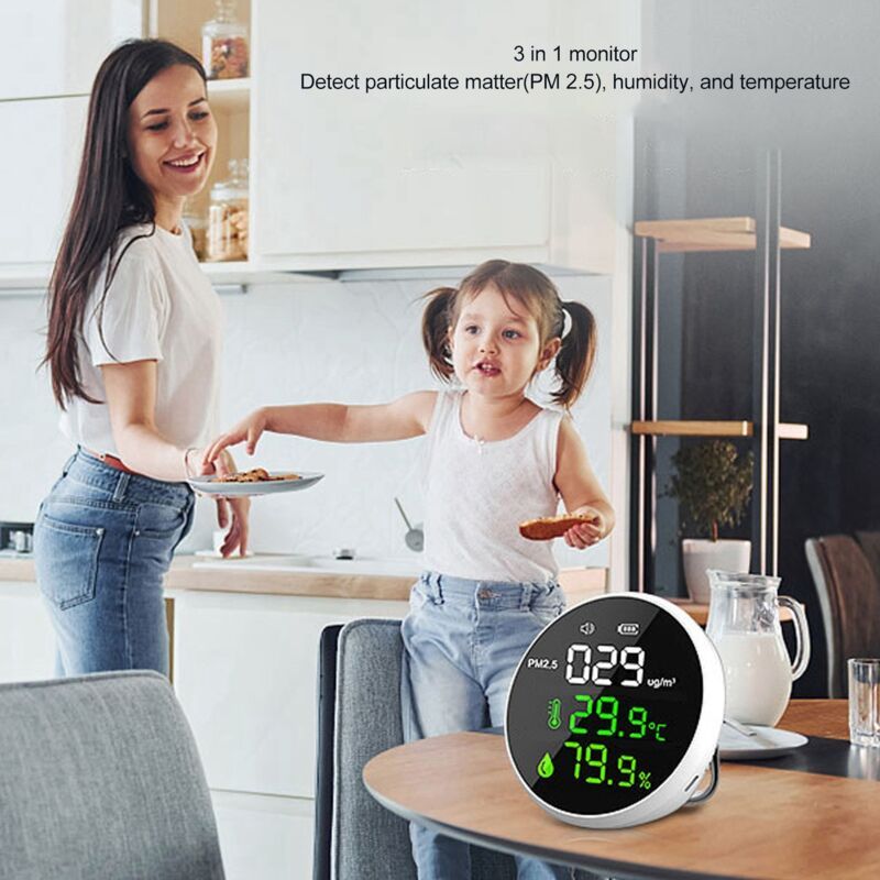 Indoor Air Quality Monitor PM2.5, Mini Portable Smart Sensor, Temperature and Humidity Tester