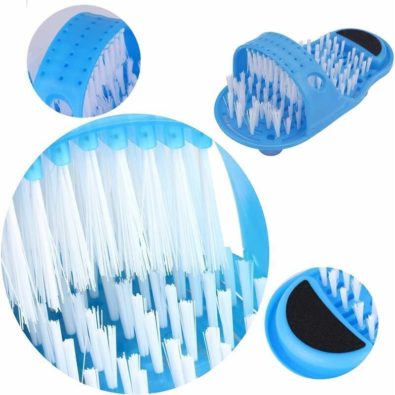 2 Pcs Shower Foot Scrubber, Day and Shower Foot Brush Bathroom Foot Massager Slippers Cleaner with Non-Slip Suction Cups for Shower SPA Massage