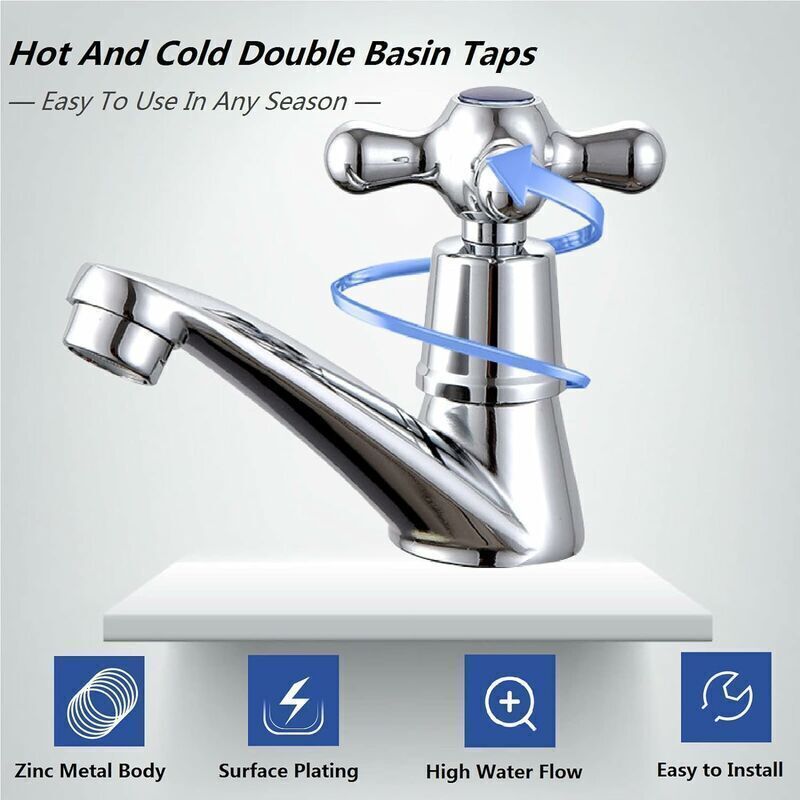 1 Pair Bathroom Sink Faucet Hot and Cold Basin Faucet