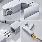 Basin Mixer Tap with Pull-Out Spray Chrome Modern Bathroom Sink Faucet for Washbasin and Basin