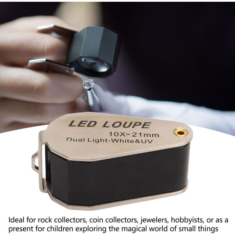 10X Jeweler Loupe, Professional Handheld Magnifier with LED Light for Jewelry, Plants, Coins, Watches