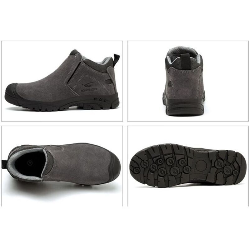Slip-on Welding Safety Shoes, Non-Slip Rubber Sole, Abrasion Resistant Anti-Scald Work Shoes for Welders, Grey, 44EU