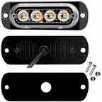 4 Pcs 4 LED Penetration Lights 12 24V Orange LED Rotating Beacon Flashing Lights Emergency Alarm Indicator Strobe Turn Signals Car Ipx-4 for Van