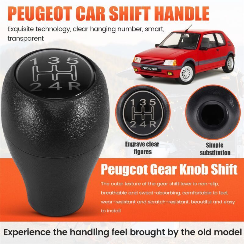 5-Speed Manual Car Gear Shift Knob, Gear Shift Lever, Handle for 504 505 309 205, Silver ABS
