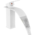 Modern Faucet for Bathroom and Kitchen, Waterfall Effect, Elegant Design Basin Faucet, Hot and Cold Water Mixer Tap Available, White
