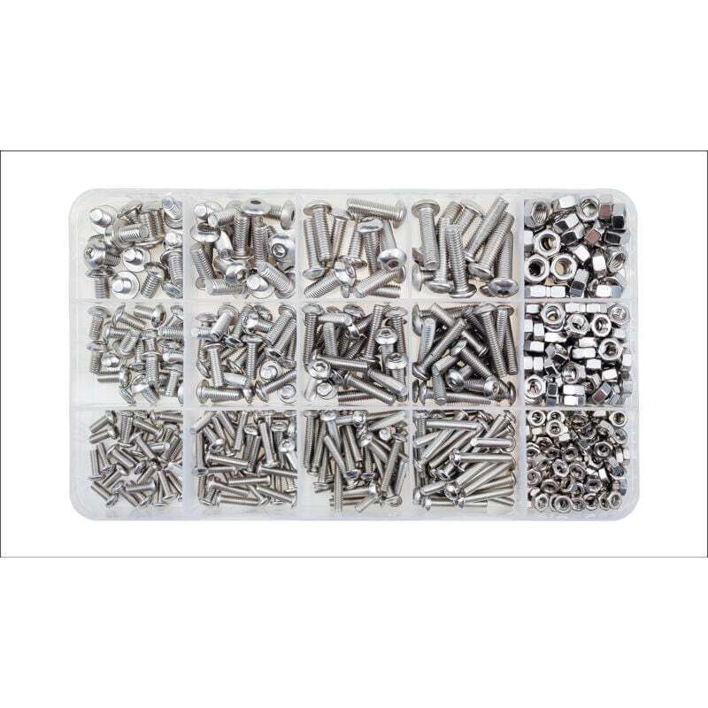 500 Pcs Stainless Steel Box Set M3 M4 M5 Round Head Bolt Screw Nut Disc Head Internal Hex Screw