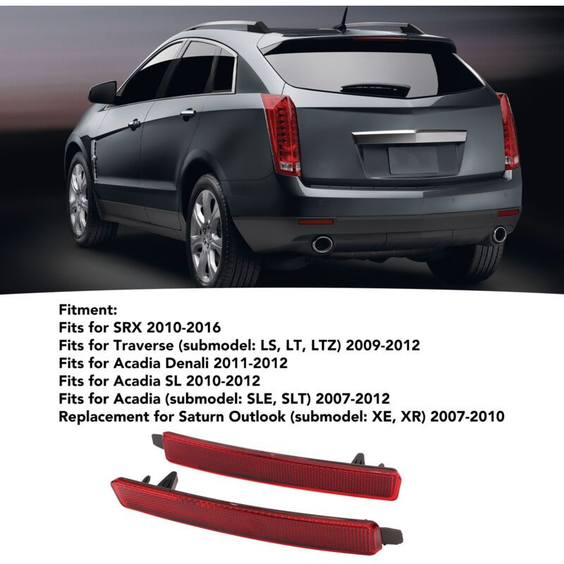 Left Right Rear Bumper Reflector Compatible with Acadia Denali Sl Warning Lens Reflector 25881881