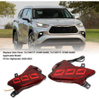 Red Rear Bumper Reflector Light, Brake Light, Position Light and Sequential Turn Signal Compatible with Highlander 2020 to 2023