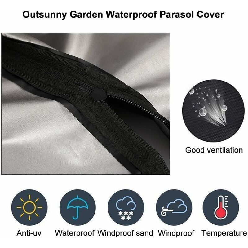 Waterproof 210D Oxford Cantilever Parasol Cover, Garden Parasol Cover, Protective Cover for Cantilever Parasol, 240 x 57 x 57 cm