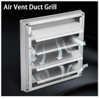 Air Vent, Square Stainless Steel Exterior Ventilation Grille with Movable Louvers, Suitable for Tumble Dryers, Air Conditioners, Bathrooms