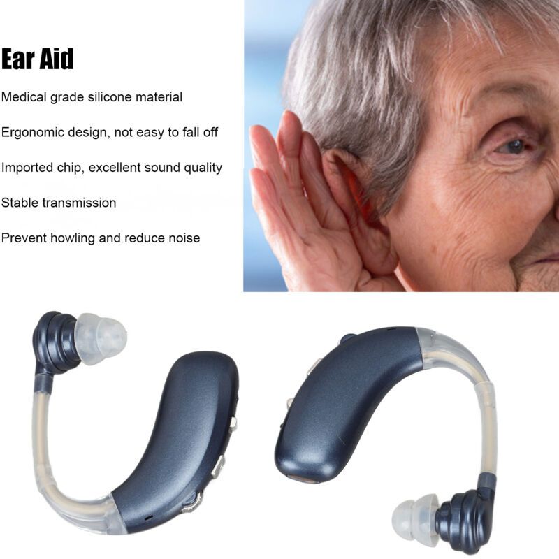 1 Pair Hearing Aids Sound Listening ABS Silicone Rechargeable Ergonomic Medical Device Blue