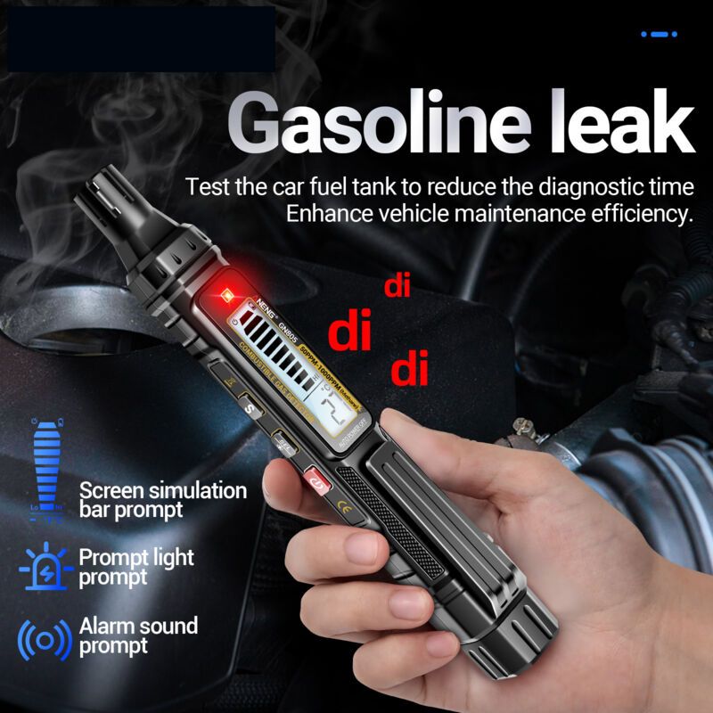 Combustible Gas Leak Detector 501000 ppm, Sound Alarm, Sensitive Semiconductor Gas Analyzer, Backlit LCD Display, Environmental Tester