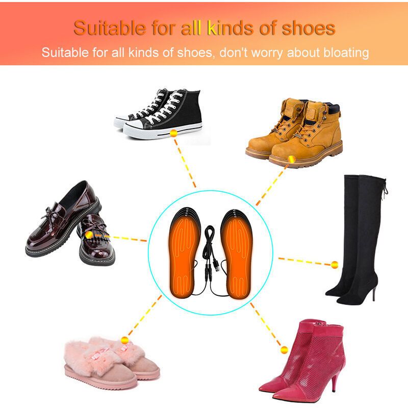 Rubberskin Heated Insole, Thermal Insole, USB Electric Heated Insole Foot Warmer Winter Foot Warmer for Skiing, Sleeping, Camping, Hiking 41-46