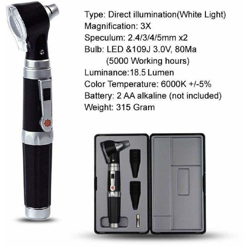 Mini Ear Otoscope, Magnification Diagnostic Inspection Ear Scope with LED Direct Illumination Ear Healthy Tool for Doctors Nurse Children