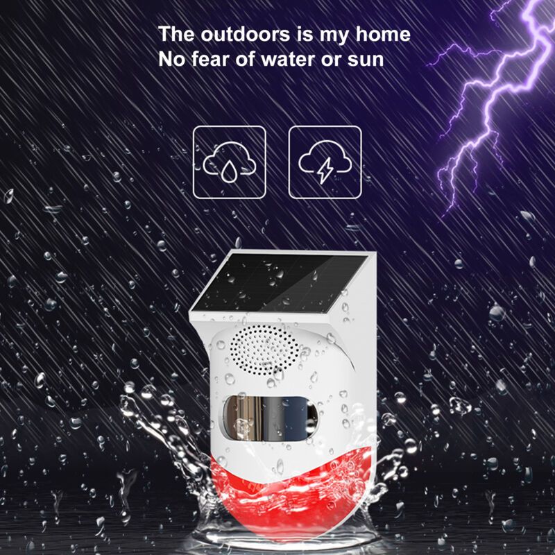 Outdoor Solar Motion Sensor Alarm Outdoor Solar Powered Wireless Security Alarm with Sound and Light Alert