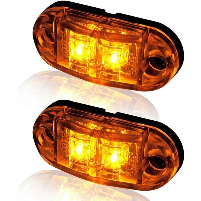 10 Pcs 2 LED Side Marker Lights 12 24V LED Clearance Lights Trailer Side Lamp Warning Yellow Light for Truck RV Caravan