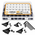 1225 Pcs Kit M2 M3 M4 M5 Carbon Steel Hex Socket Head Cap Bolts Screws with Nuts Assortment, Black