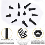 1225 Pcs Kit M2 M3 M4 M5 Carbon Steel Hex Socket Head Cap Bolts Screws with Nuts Assortment, Black