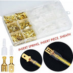 600 Pcs Brass Crimp Terminals, Electrical Lug with Insulated Sleeve Male Female Spade Wire Connectors Crimp Terminal, 2.8 mm, 4.8 mm, 6.3 mm