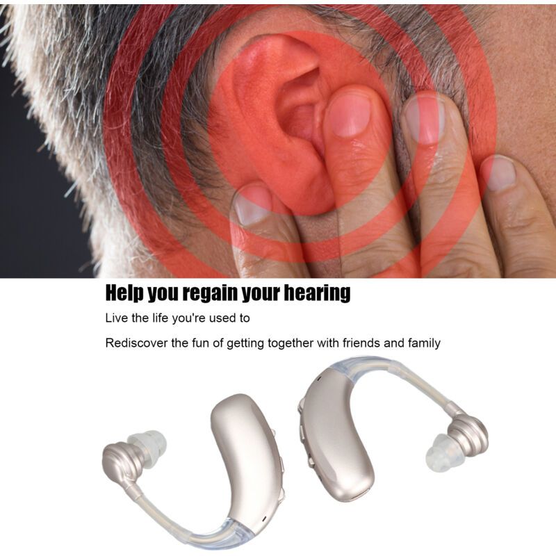 1 Pair Hearing Aids, Ergonomic Rechargeable Medical Device Made of ABS Silicone, Silver