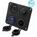 Cigarette Lighter Socket, Dual USB Port 4.2A, DC 12V Outlet, Switch and LED Display Voltmeter Waterproof Car Charger Power Outlet for 12V 24V Car