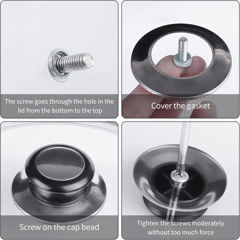 4 Pcs Pan Lid Handle Glass Lid Handle Stainless Steel Pan Lid Caps Handles Universal Pan Lid Handles
