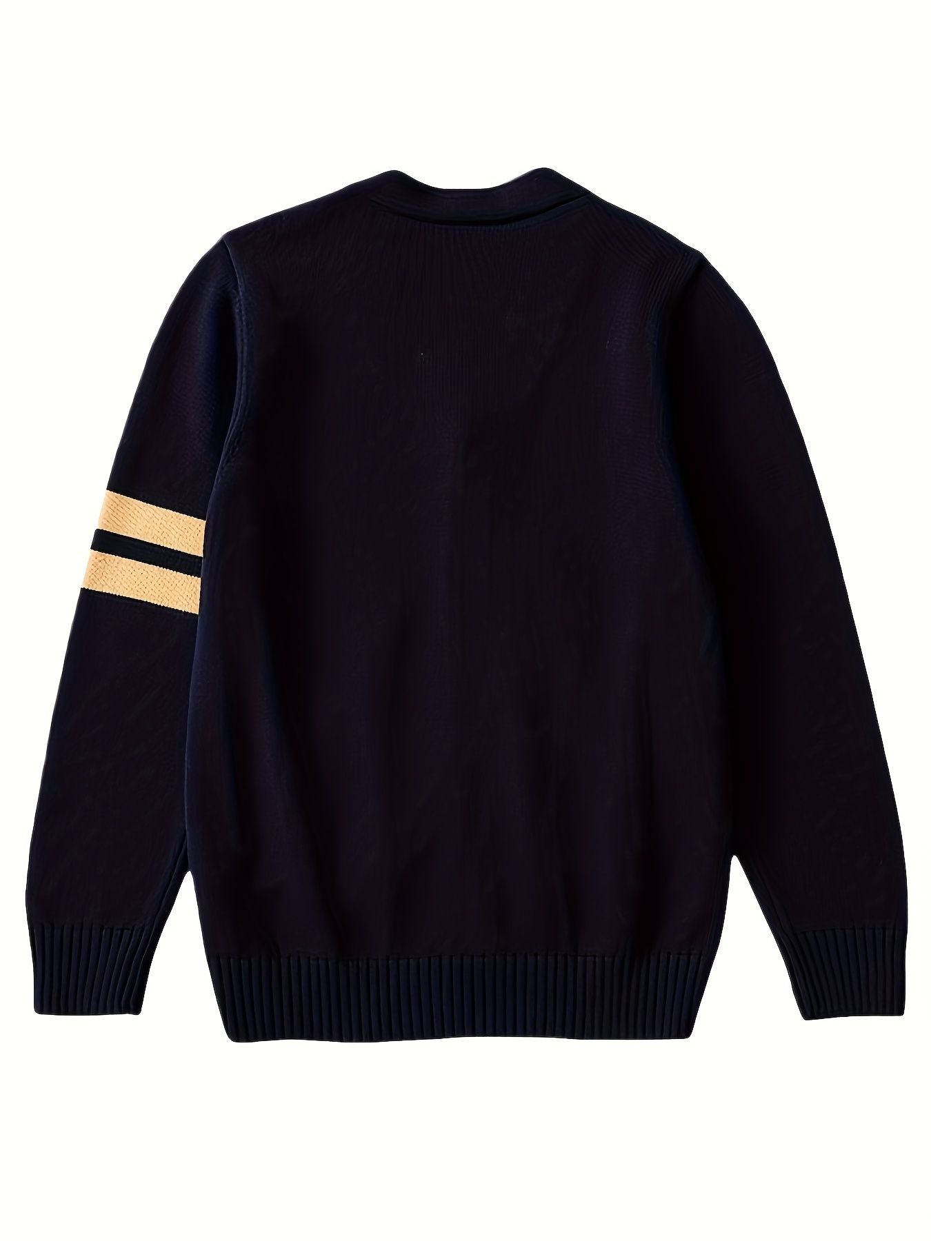 KS0015-NAVY 100% Cotton Kids V-Neck Long sleeve Button Cardigan, Boys and Girls School Uniform Knitwear, Navy Blue, Size 150