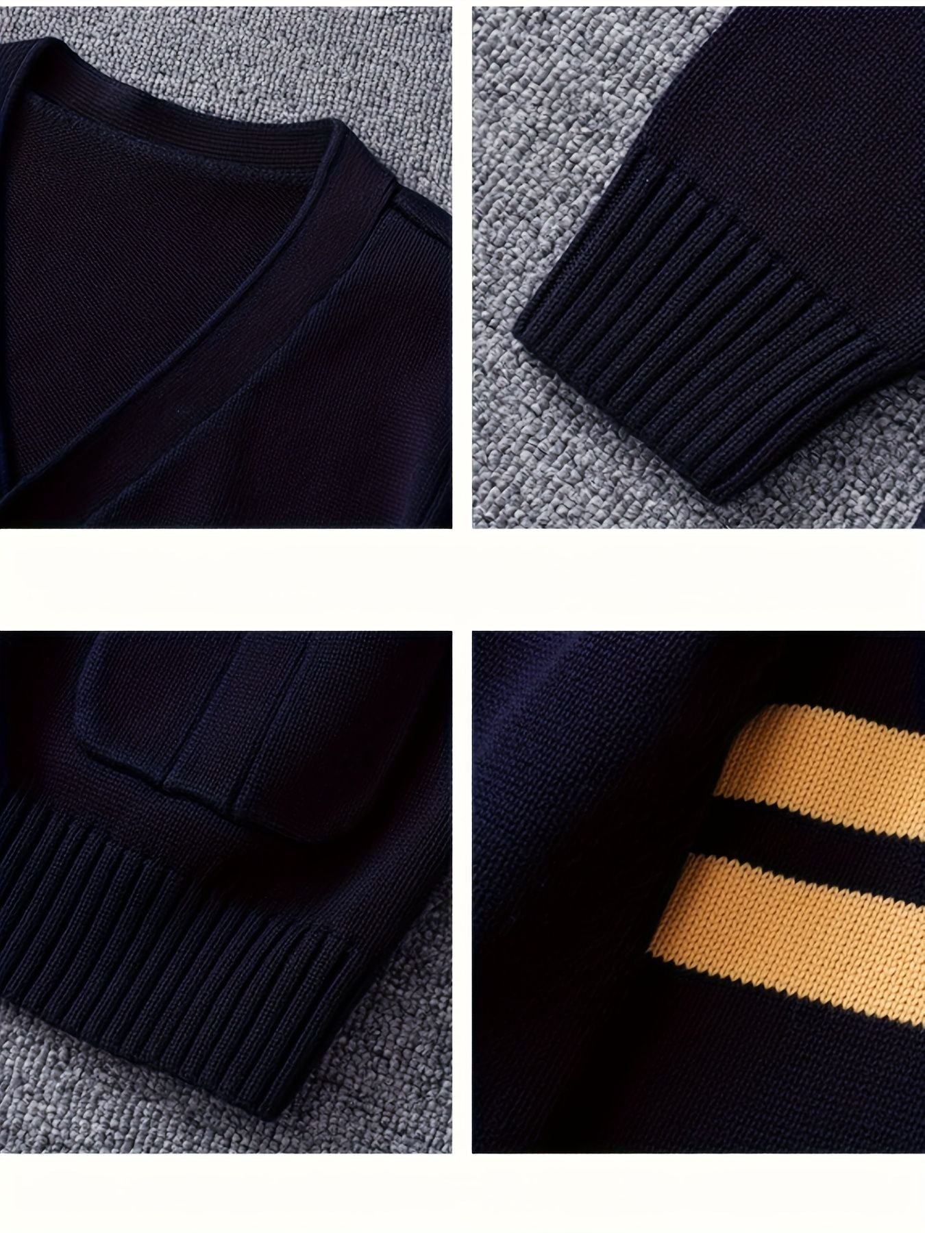 KS0015-NAVY 100% Cotton Kids V-Neck Long sleeve Button Cardigan, Boys and Girls School Uniform Knitwear, Navy Blue, Size 150