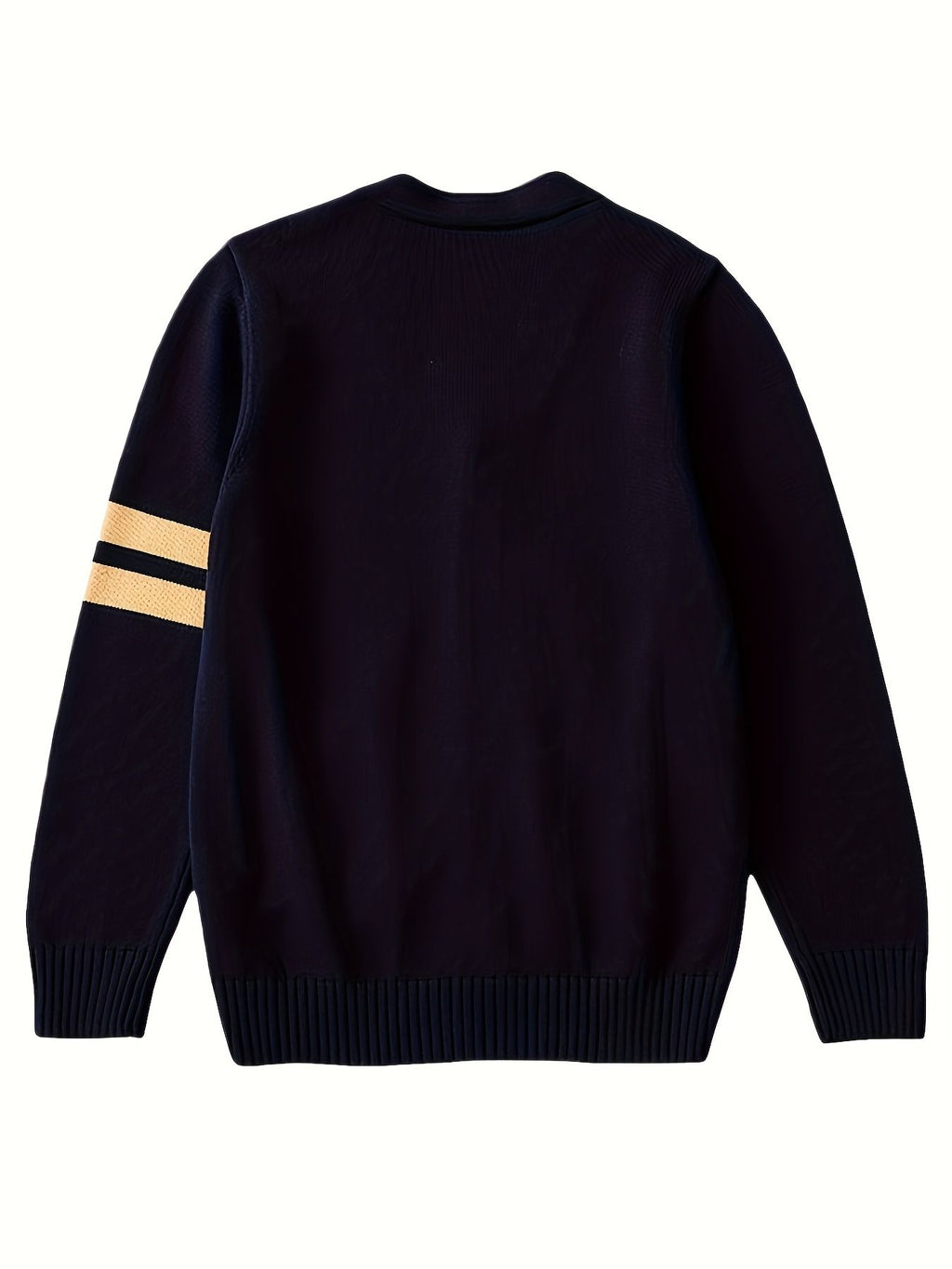 KS0015-NAVY 100% Cotton Kids V-Neck Long sleeve Button Cardigan, Boys and Girls School Uniform Knitwear, Navy Blue, Size 165