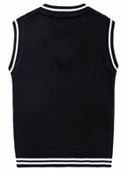 SW002-BL 100% Cotton Kids V-Neck Cable Knit Sweater Vest, Boys and Girls Knitwear, Bl, Size 110