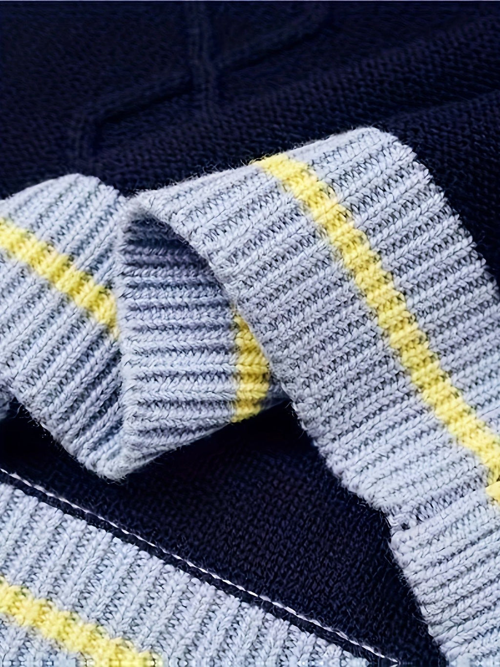 SW005 Cotton Rich Kids V-Neck Argyle Sweater Vest, Boys and Girls Knitwear, Navy Blue, Size 120