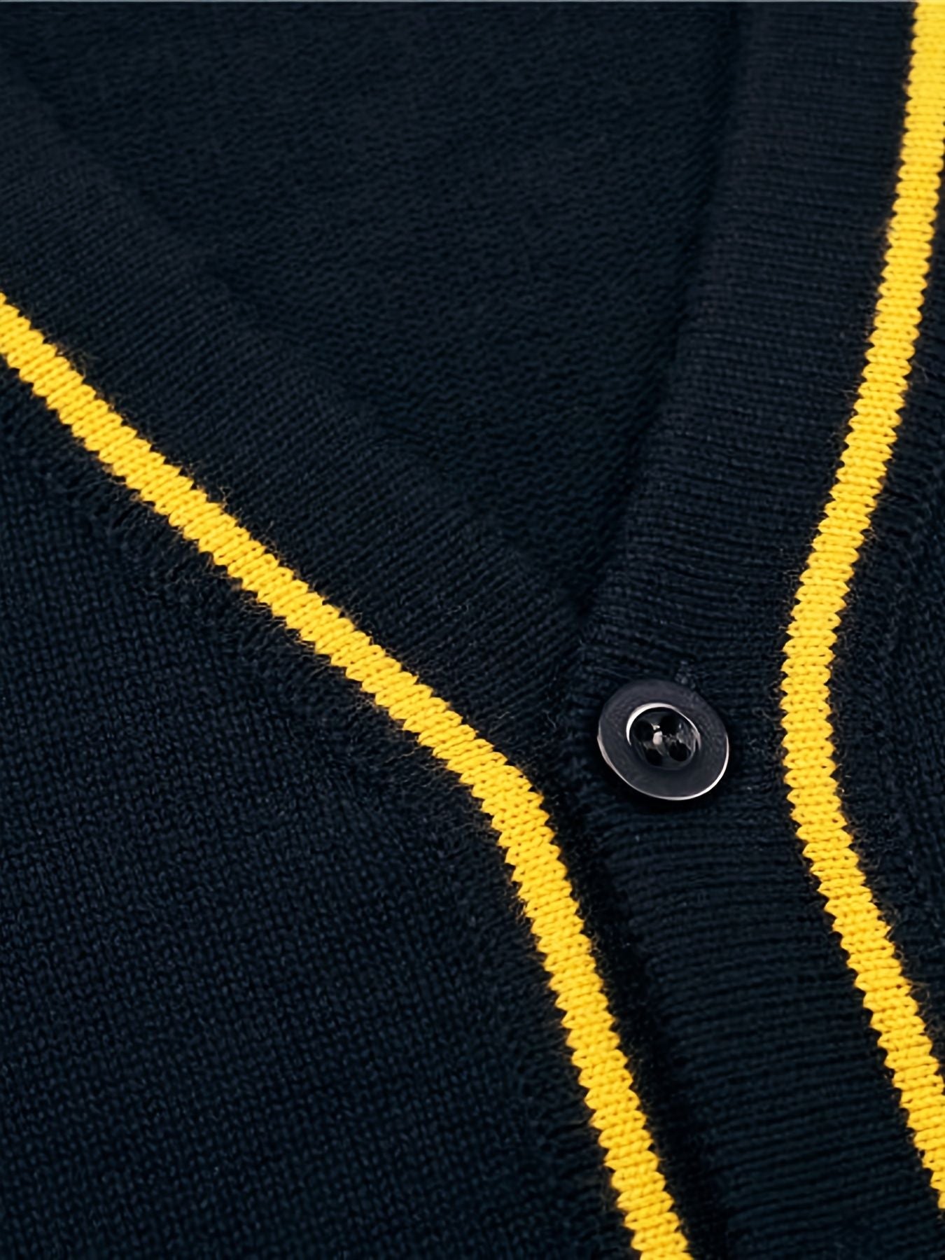 SW012 100% Cotton Kids V-Neck Long sleeve Button Cardigan, Boys and Girls School Uniform Knitwear, Black, Size 110