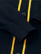 SW012 100% Cotton Kids V-Neck Long sleeve Button Cardigan, Boys and Girls School Uniform Knitwear, Black, Size 110