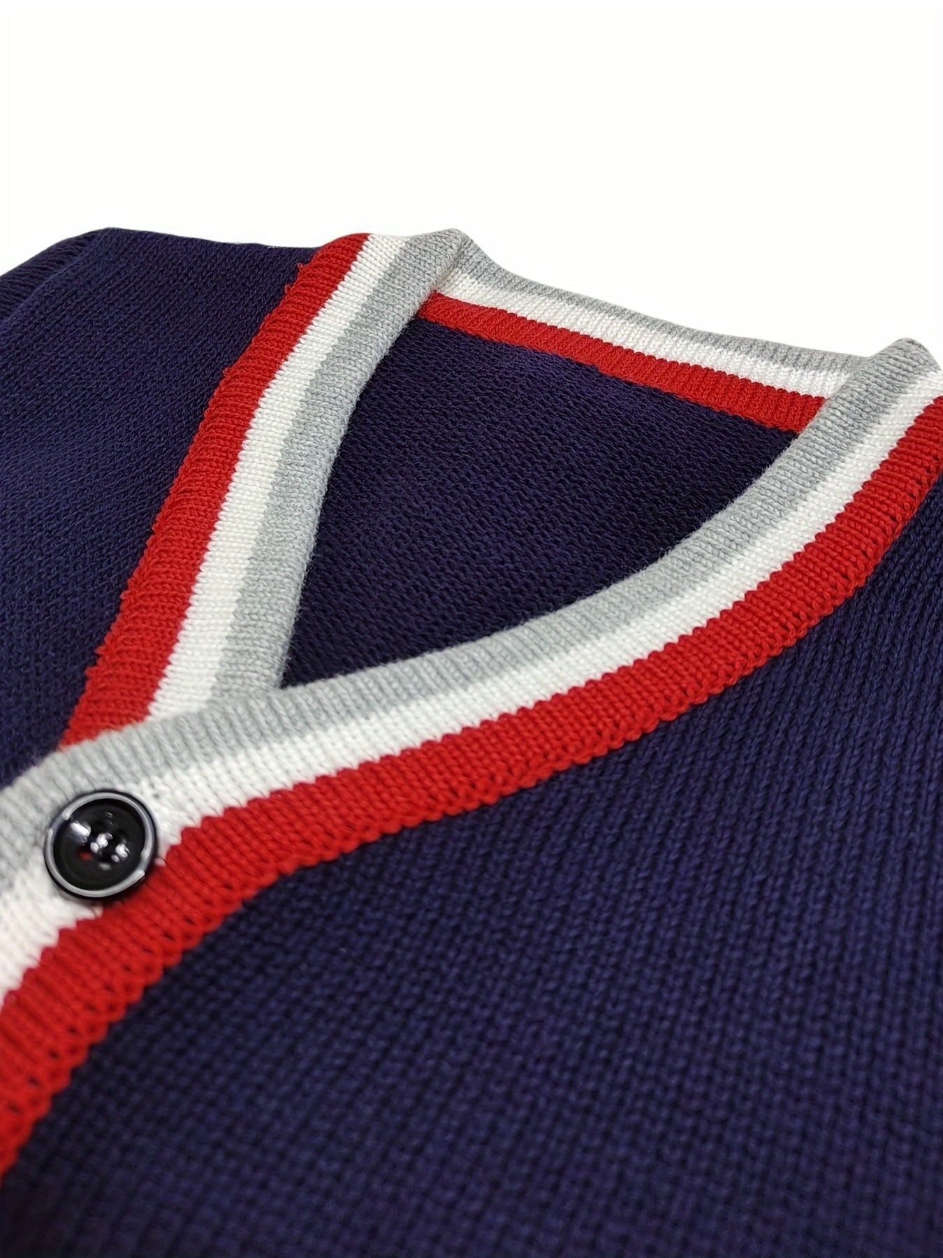SW013-R 100% Cotton Kids V-Neck Long sleeve Button Cardigan, Boys and Girls School Uniform Knitwear, R, Size 110