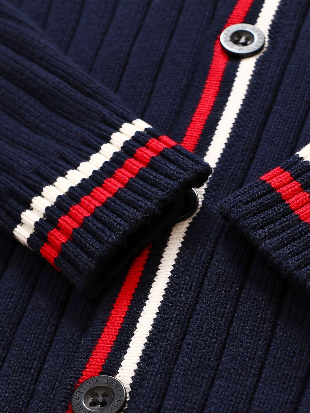 SW016-R 100% Cotton Kids V-Neck Long sleeve Button Cardigan, Boys and Girls School Uniform Knitwear, R, Size 110