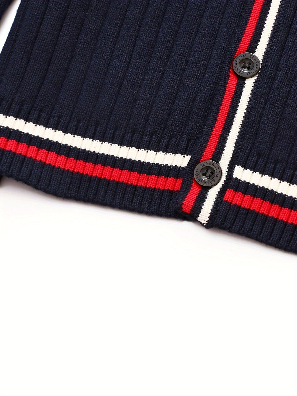 SW016-R 100% Cotton Kids V-Neck Long sleeve Button Cardigan, Boys and Girls School Uniform Knitwear, R, Size 110