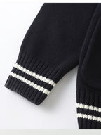 SW019 100% Cotton Kids V-Neck Long sleeve Button Cardigan, Boys and Girls School Uniform Knitwear, Navy Blue, Size 120