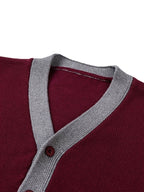 SW020 100% Cotton Kids V-Neck Long sleeve Button Cardigan, Boys and Girls School Uniform Knitwear, Scarlet, Size 110