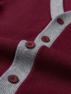 SW020 100% Cotton Kids V-Neck Long sleeve Button Cardigan, Boys and Girls School Uniform Knitwear, Scarlet, Size 110