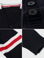 SW022-GR 100% Cotton Kids V-Neck Long sleeve Button Cardigan, Boys and Girls School Uniform Knitwear, Gr, Size 110