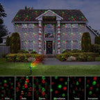 Christmas Laser Projector Lights with Remote Control, Red & Green LED Star Laser Projection Lamp, Waterproof Outdoor Xmas Decor Light with Santa Snowflake Tree Bell Gingerbread Patterns for Yard Garden Party