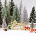 30 Pack Mini Christmas Bottle Brush Trees with Wooden Base, Gradient Green Artificial Frosted Small Pine Trees, Tabletop Mini Xmas Tree Decor for Home Party DIY Craft Table Centerpiece Ornaments