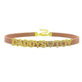 House Of Dasein Sexy Gold Color Letters Daddys Toy Choker Collar Necklace Men Women Ddlg Role Age Play Suede Leather Chocker Cosplay Jewelry - Brown - 40Cm Plus 7Cm - Daddys Toy