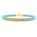 House Of Dasein Sexy Gold Color Letters Daddys Toy Choker Collar Necklace Men Women Ddlg Role Age Play Suede Leather Chocker Cosplay Jewelry - Sky Blue - 40Cm Plus 7Cm - Daddys Toy