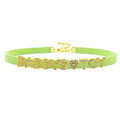 House Of Dasein Sexy Gold Color Letters Daddys Toy Choker Collar Necklace Men Women Ddlg Role Age Play Suede Leather Chocker Cosplay Jewelry - Grass Green - 32Cm Plus 7Cm - 1-10 Custom Letters