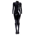 Sexy Shiny Full Body Patent Leather Open Crotch Catsuits Bodysuits - Shiny Black - M