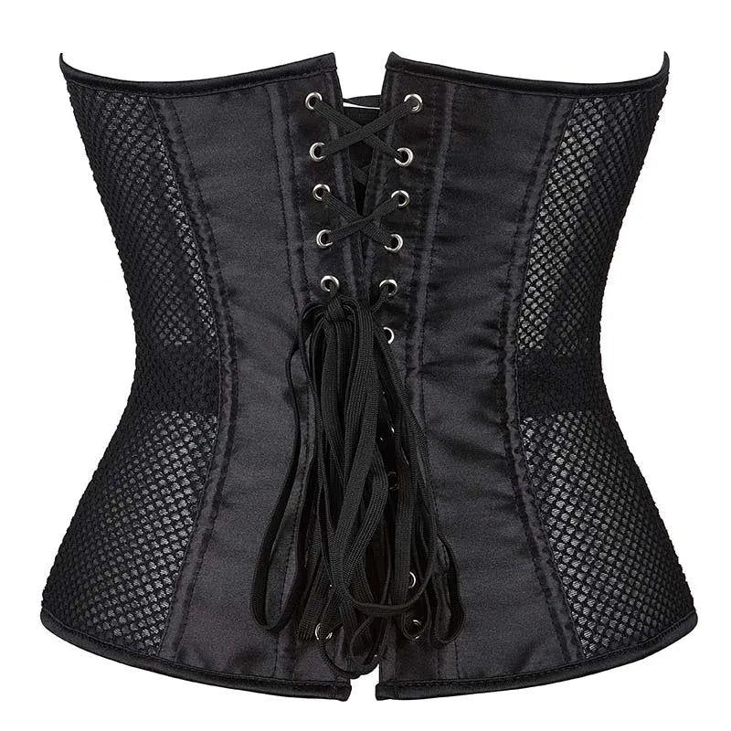 House Of Dasein Transparent Gothic Corset With Thong Plus Size S-6Xl Mesh Net Lingerie Bustier Medium - 5Xl