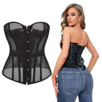 House Of Dasein Transparent Gothic Corset With Thong Plus Size S-6Xl Mesh Net Lingerie Bustier Medium - Xxxl