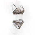 Gathered Sexy Leopard Print Bra And Panty Set For Women Thin Fit Comfortable - Leopard Print - S