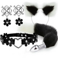 House Of Dasein Cute Fox Tail Anal Plug Cat Ears Headbands Set Adult Toys For Women - Black - Style B